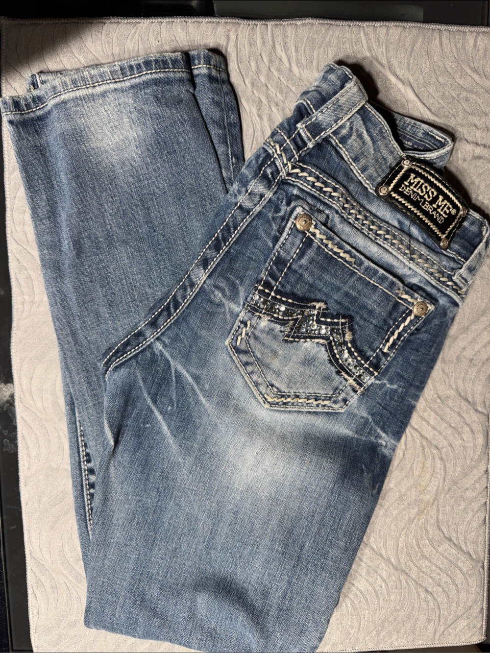 Miss Me Blue Denim Jeans with Embellished Back Pocket